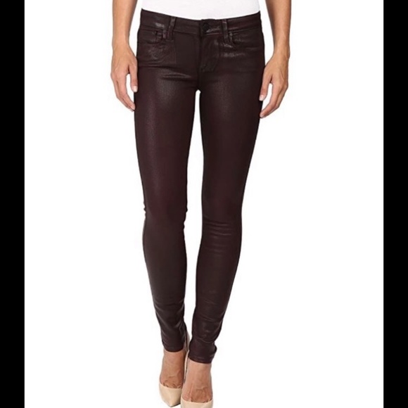 PAIGE Denim - PAIGE Purple / Burgundy Coated Skinny Jeans